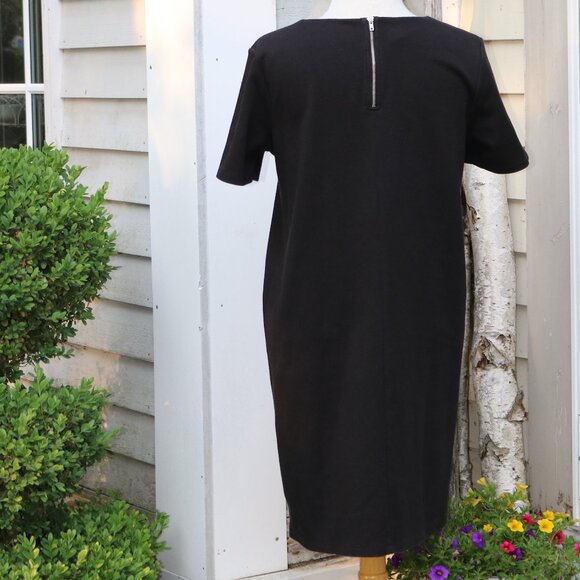 Esmara Black Short Sleeve Exposed Back Zipper Knit Cotton Blend Sheath Dress MED - Picture 4 of 7